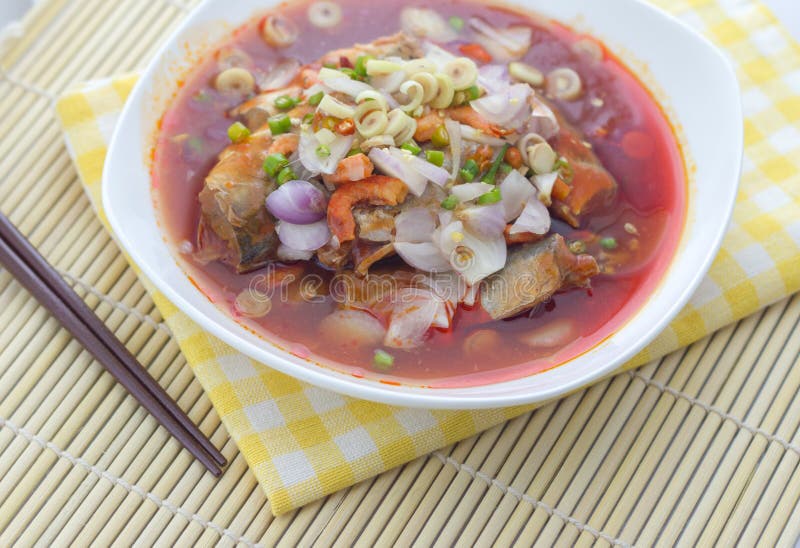 Canned fish spicy salad stock photo. Image of slices 32249550