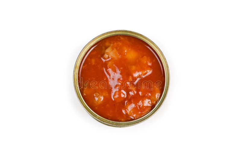 Top View of Open Canned Fish in Tomato Sauce Stock Photo Image of metal, kitchen 158637950