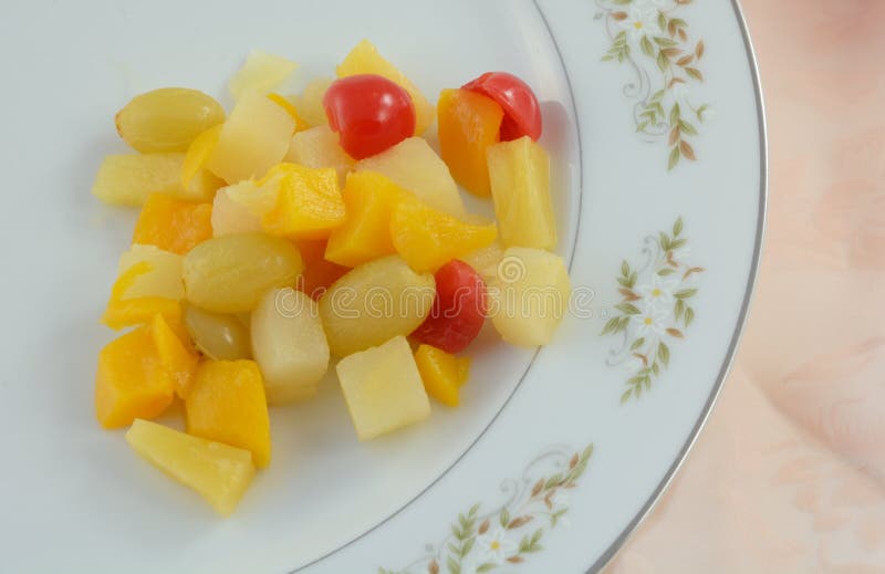 Canned fruit cocktail stock image. Image of healthy, canned 72964797