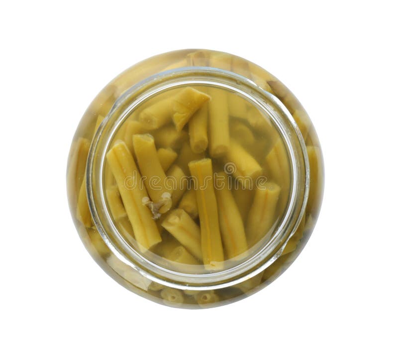Canned Green Beans in Jar Isolated on White, Top View Stock Photo Image of diet, cooking