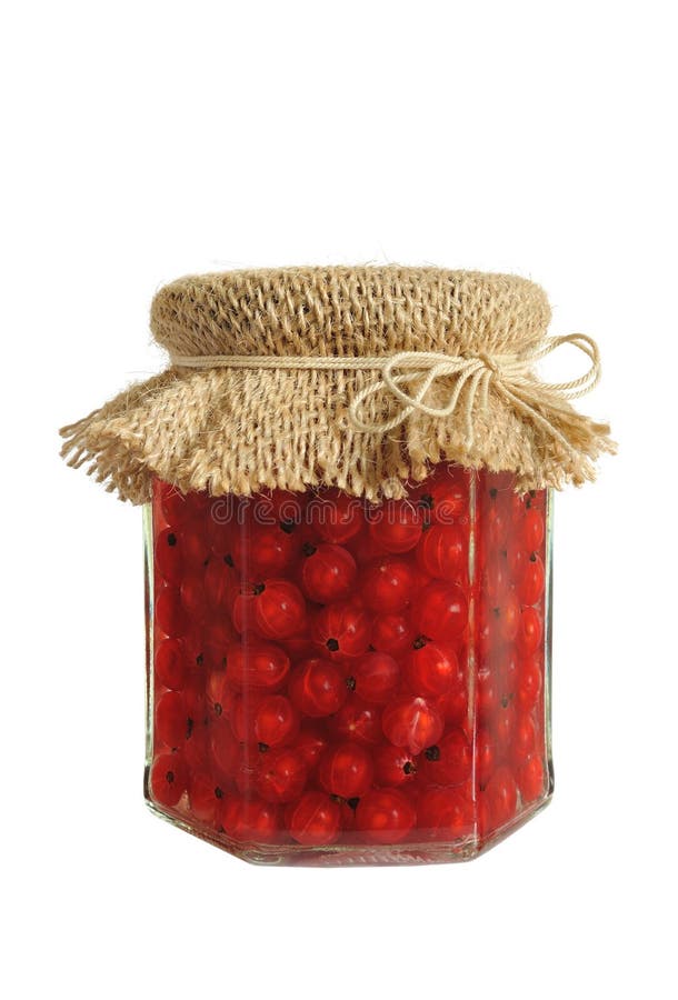 Canned red currant berries in jar