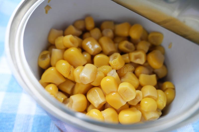 Canned Sweet Corn Close Up . Stock Photo Image of food, shiny 270396544
