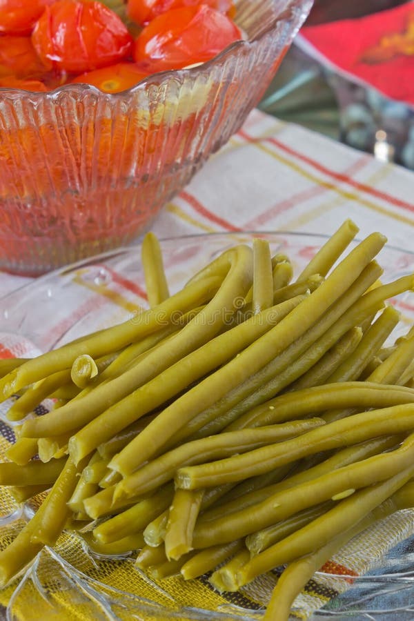 Canned Tomatoes and Green Beans Stock Photo Image of homemade, bowl