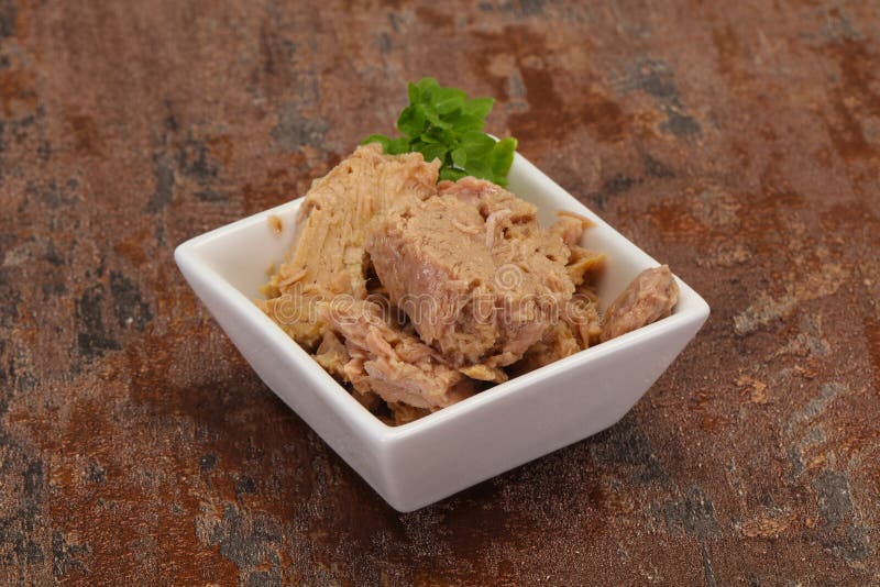 Canned Tuna Fish in the Bowl Stock Photo Image of basil, closeup 194941166