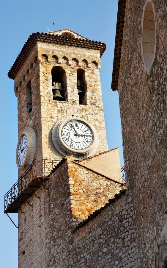 Clock tower on the La Tour Du Suquet in Cannes, France. Clock tower on the La Tour Du Suquet in Cannes, France