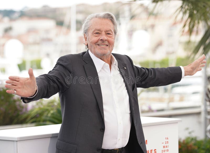 CANNES, FRANCE - MAY 19, 2019: Alain Delon attends the photocall for Palme D`Or D`Honneur during the 72nd annual Cannes Film Festival