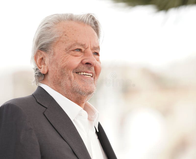 CANNES, FRANCE - MAY 19, 2019: Alain Delon attends the photocall for Palme D`Or D`Honneur during the 72nd annual Cannes Film Festival