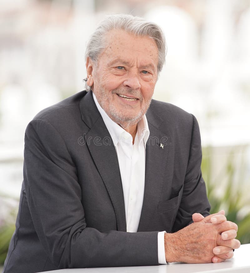 CANNES, FRANCE - MAY 19, 2019: Alain Delon attends the photocall for Palme D`Or D`Honneur during the 72nd annual Cannes Film Festival