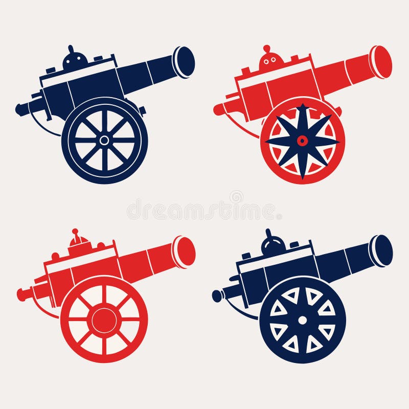 Cannon-ikon är en enkel grafisk återgivning av en kanon royaltyfri illustrationer