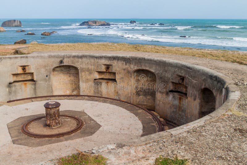 Cannon mount at one of the bastions at fortification walls of Galle Fort, Sri Lan