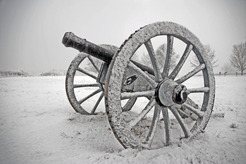 Cannon in snow storm