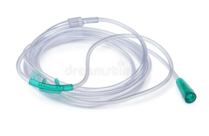 Twin bore nasal oxygen breathing cannula isolated on white. Twin bore nasal oxygen breathing cannula isolated on white