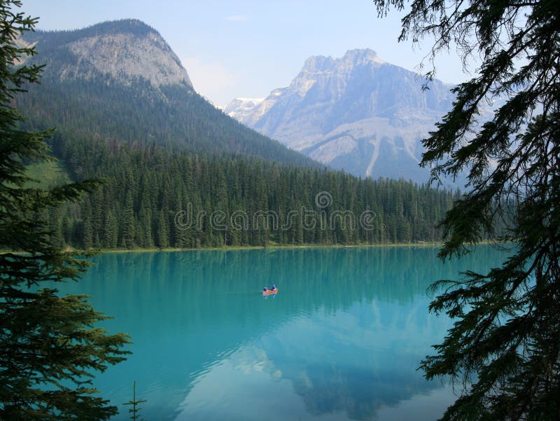 Canoeing on the Emerald Lake Stock Photo Image of rockies, national
