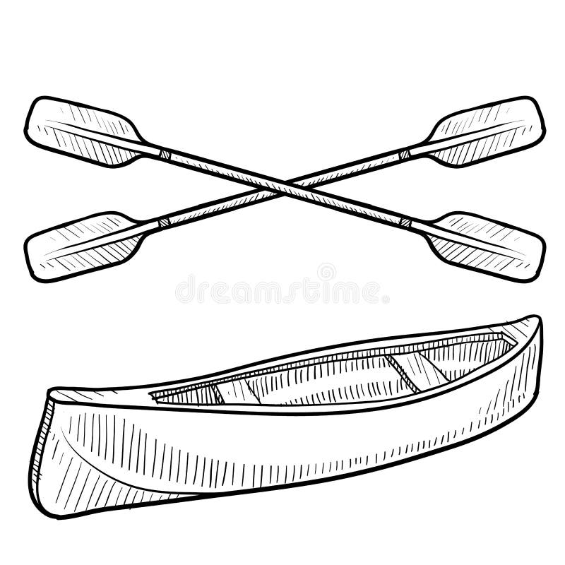 Canoe and paddles sketch