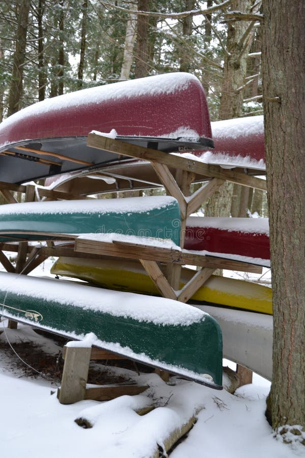 Canoes in Winter stock image. Image of winter, canoes 129112781