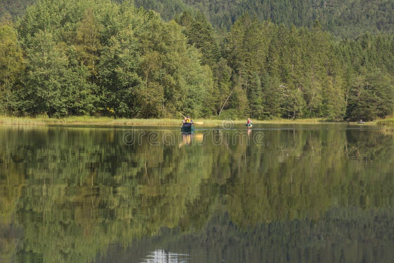 Canoe Ride on the Lake in Norway Stock Image Image of water