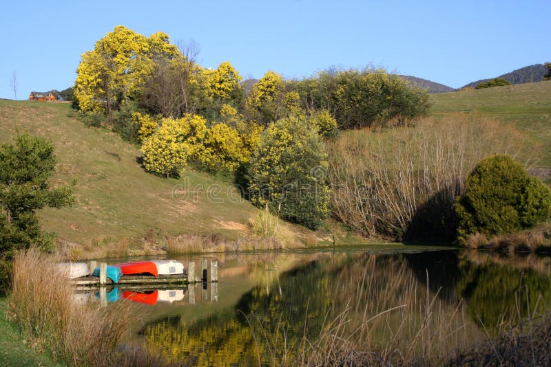 Canoes on a lake, Australia