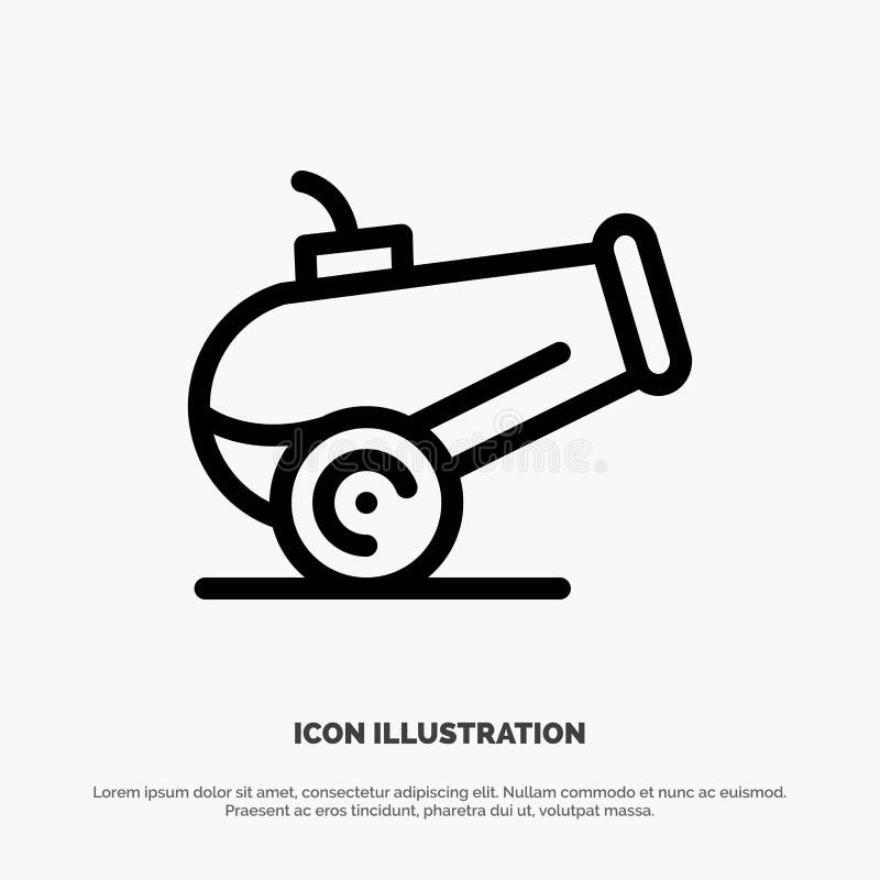 Canon, Weapon Vector Line Icon Stock Vector - Illustration of battery ...