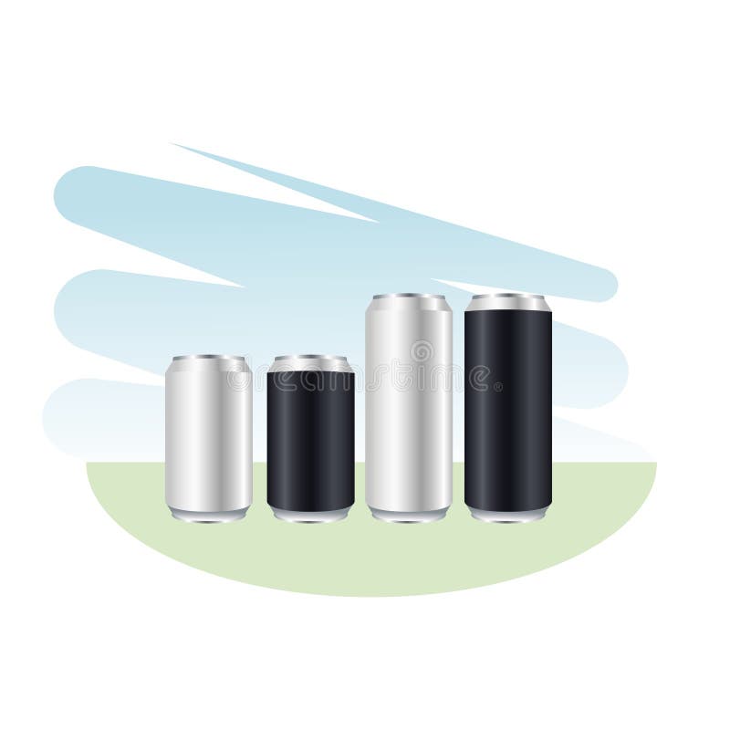 Cans aluminium products branding icons vector illustration design