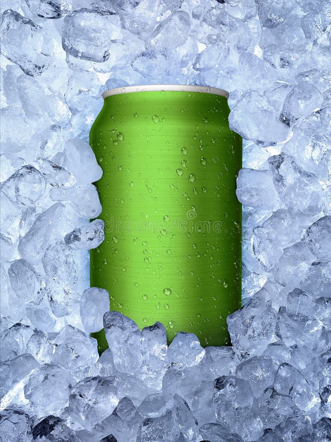 Cans of on ice white background