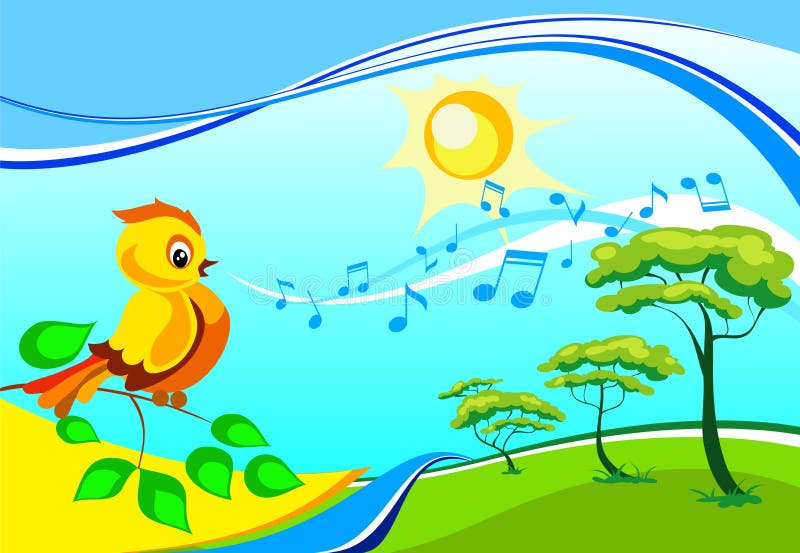 Canto birdy en una ramificación ilustración del vector Canto birdy en una ramificación ilustración del vector