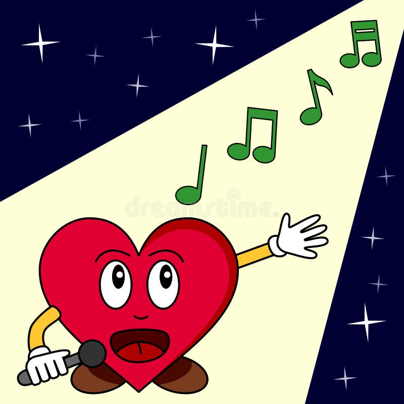 Canto divertente del cuore del fumetto illustrazione vettoriale Canto divertente del cuore del fumetto illustrazione vettoriale