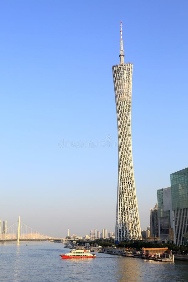 modern building Canton Tower, formerly known as Guangzhou TV and Sightseeing Tower. Canton Tower is the new landmark of Guangzhou. Urban scenery, Guangzhou city view of riverside, modern cityscape in China. modern building Canton Tower, formerly known as Guangzhou TV and Sightseeing Tower. Canton Tower is the new landmark of Guangzhou. Urban scenery, Guangzhou city view of riverside, modern cityscape in China.