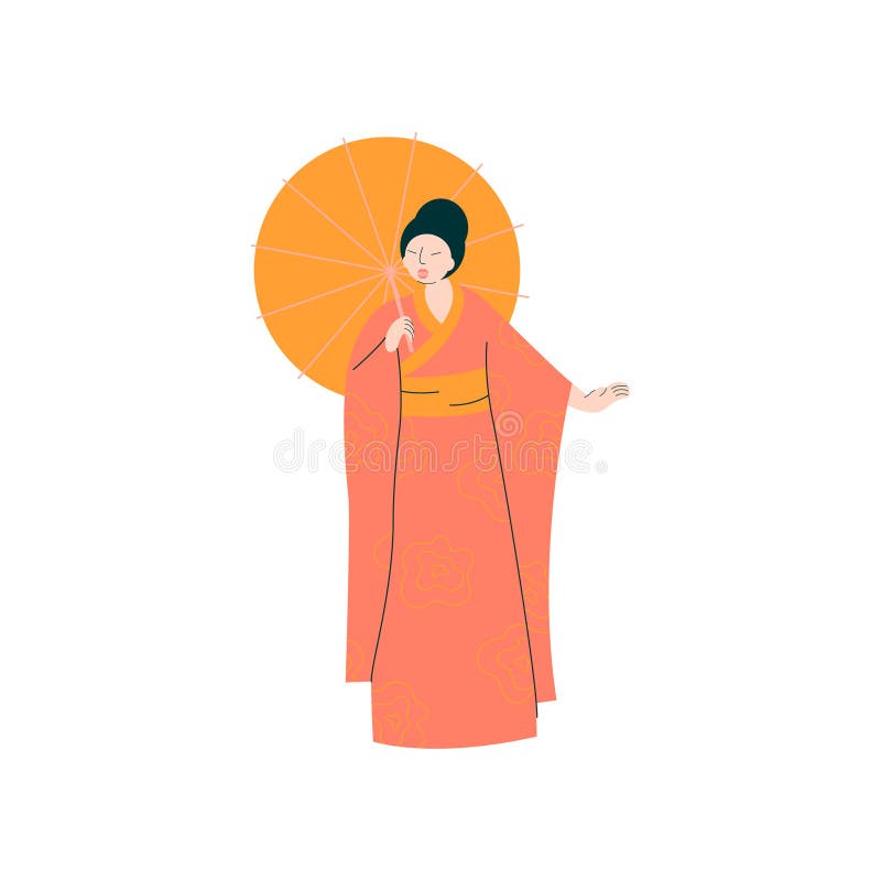 Cantor fêmea Performing On Stage de Opera, mulher bonita que dá a representação no vetor tradicional japonês da roupa ilustração stock Cantor fêmea Performing On Stage de Opera, mulher bonita que dá a representação no vetor tradicional japonês da roupa ilustração stock