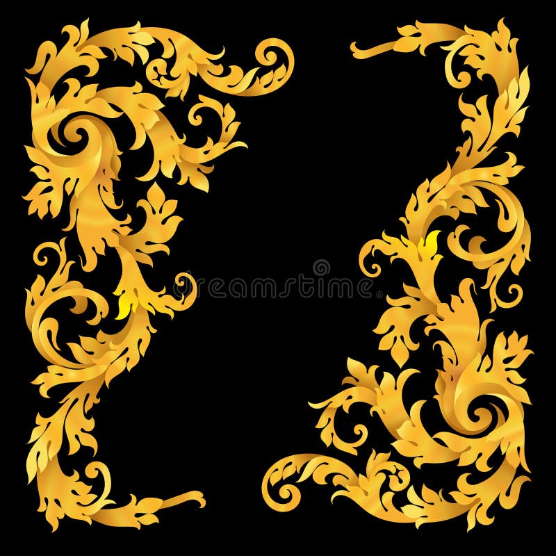 Cantos decorativos encaracolado barrocos do vetor rico do ouro ilustração royalty free Cantos decorativos encaracolado barrocos do vetor rico do ouro ilustração royalty free