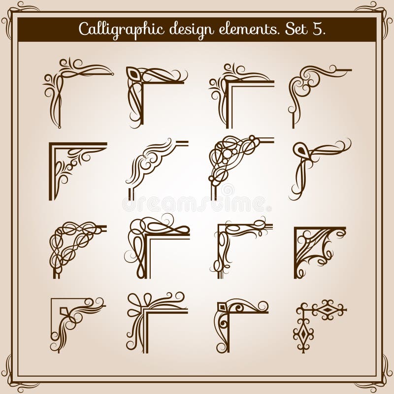 Cantos florais do ornamento do quadro de página do vintage do vetor Flourish retro elementos dobrados do projeto do acento ilustração royalty free Cantos florais do ornamento do quadro de página do vintage do vetor Flourish retro elementos dobrados do projeto do acento ilustração royalty free