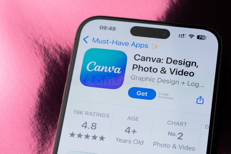 Canva mobile application ranking stock image