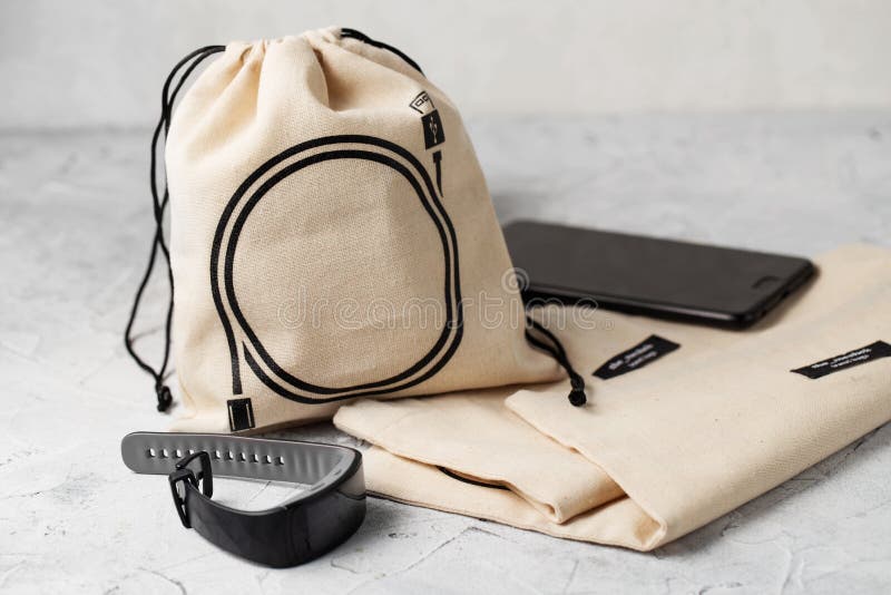 Download Canvas Bag With Drawstring, Mockup Of Small Eco Sack Made ...