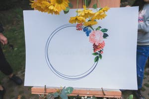 Canvas With Flower Arrangement Circle On Canvas Stock Photo Image Of 