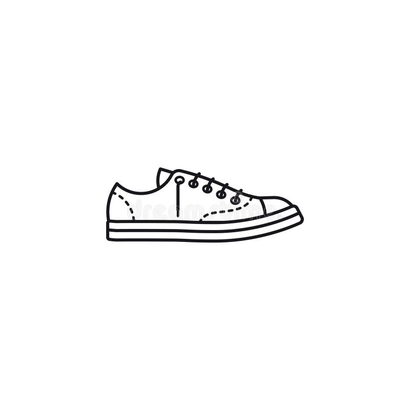 Canvas sneaker or Plimsoll shoe vector  lineicon. Footwear outline symbol. Canvas sneaker or Plimsoll shoe vector  lineicon. Footwear outline symbol