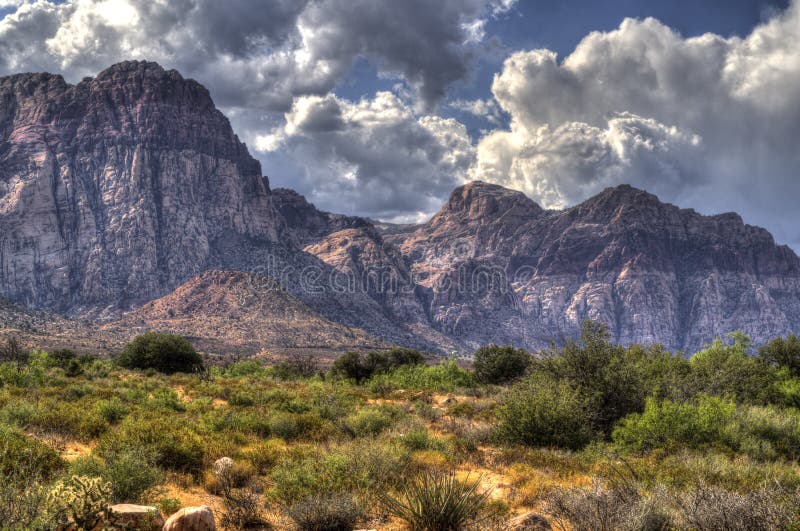 Canyon, deserto e montagne rossi della roccia nel Nevada