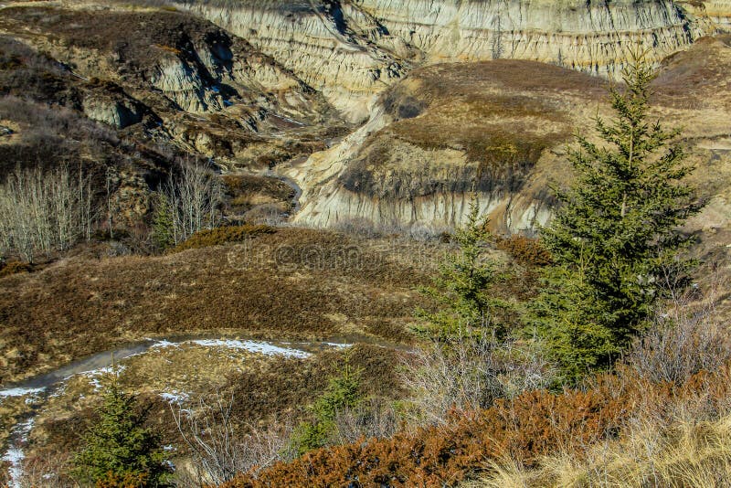 Canyon en fer à cheval, bad-lands canadiens, Drunheller, Alberta, Canada photo stock Canyon en fer à cheval, bad-lands canadiens, Drunheller, Alberta, Canada photo stock