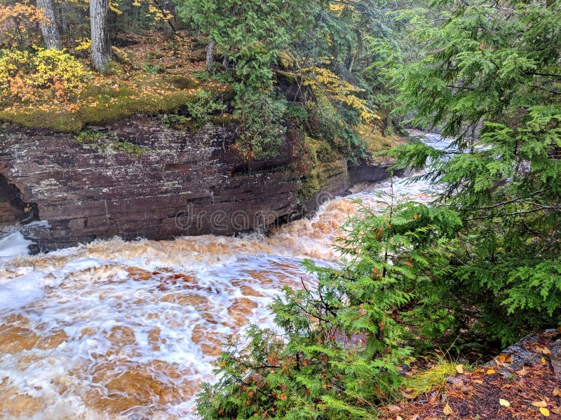 Canyon Falls, Sturgeon River, Michigan Stock Photo Image of water