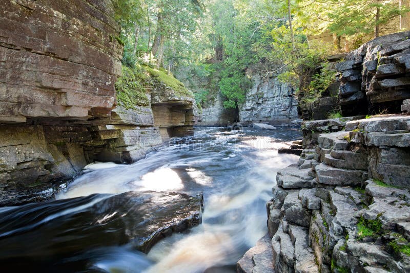 Canyon Falls, Sturgeon River, Michigan Stock Photo Image of river, roadside 78468126