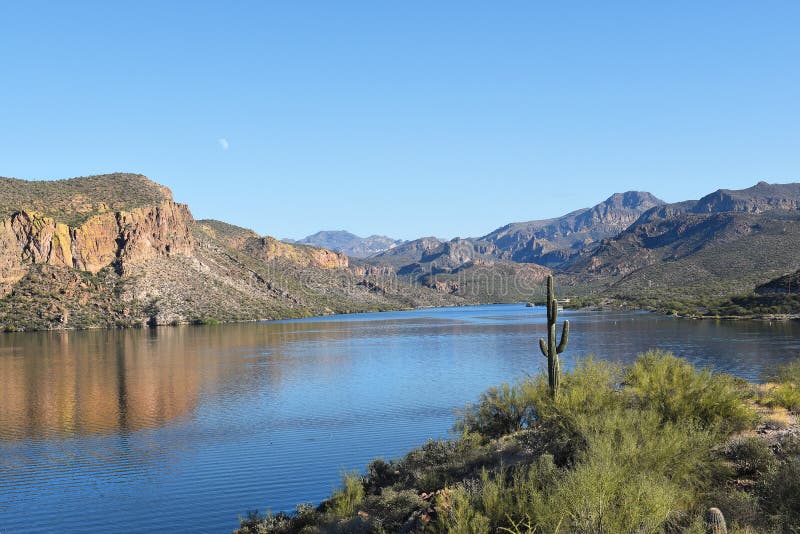 Canyon Lake, Arizona, in the Tonto National Forest the lake is formed by the Mormon Flat Dam on the Salt River. Horizontal image w