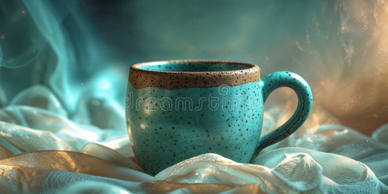 Cană ceramică Rustic Teal cu margini căptușite royalty free stock photos