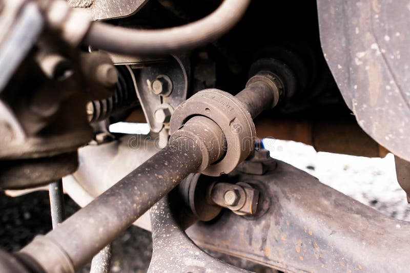 Caoutchouc de balance de l'axe avant dans le système du groupe motopropulseur du véhicule image libre de droits