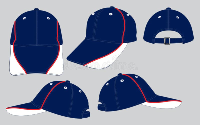 Set Baseball Cap Design Vector with Navy/White Colors. Stock ...