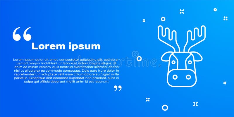 Cap de cerb cu linie albă cu pictogramă de coarne izolate pe fond albastru. vector royalty free illustration