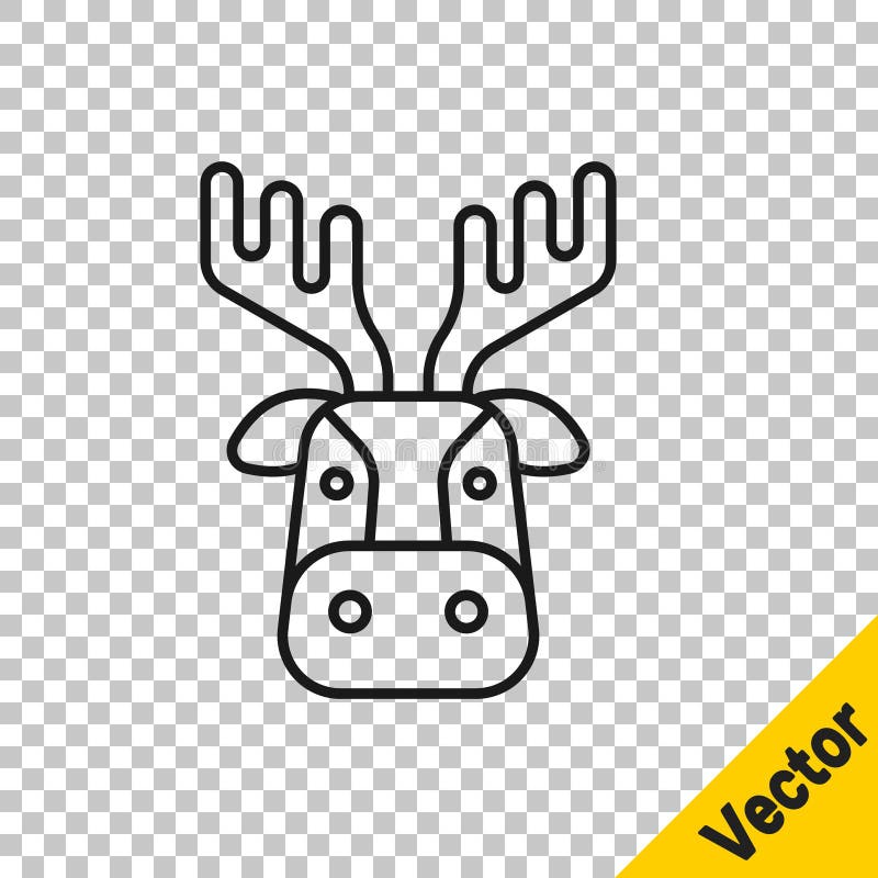 Cap de cerb cu linie neagră cu pictogramă de coarne izolate pe fond transparent. vector royalty free illustration