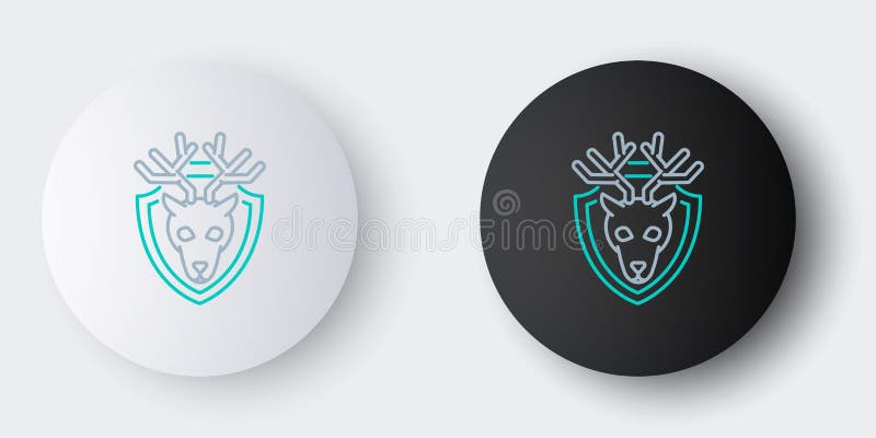 Cap de cerb linie cu coarne de cerb izolate pe fond gri. trofeu de vânătoare pe perete. concept contur colorat vector illustration