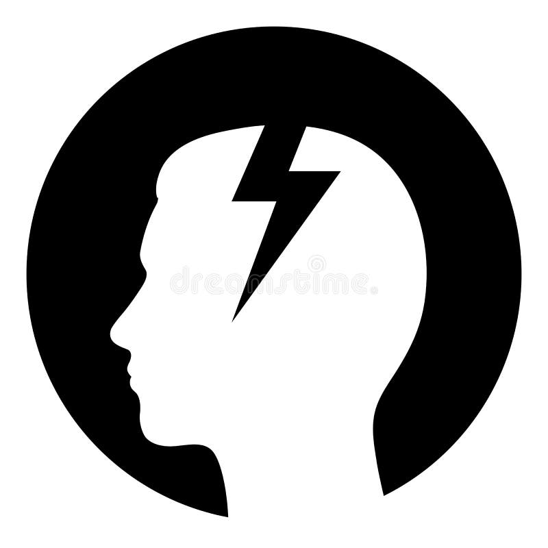 Cap de depresiune pentru design plat abstract cu trăsnet pe fond negru stock illustration
