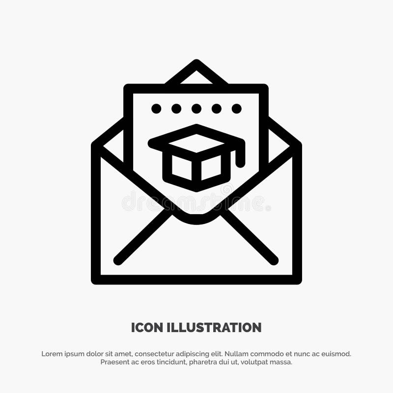 Cap, Education, Graduation, Mail Line Icon Vector Stock Vector Illustration of icon, sign