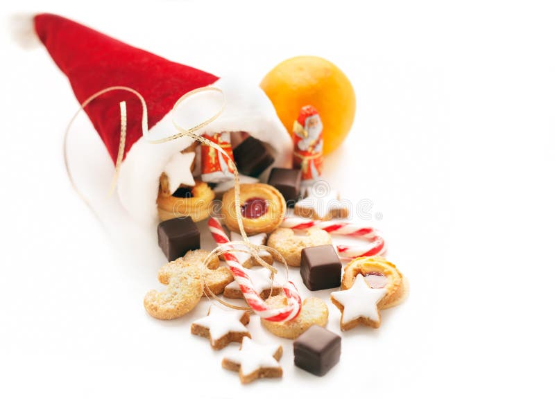 Cap of saint nicholas with sweets