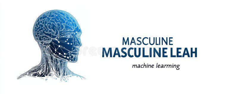 Cap uman futurist cu conexiuni de rețea neurală și text de învățare automată royalty free illustration