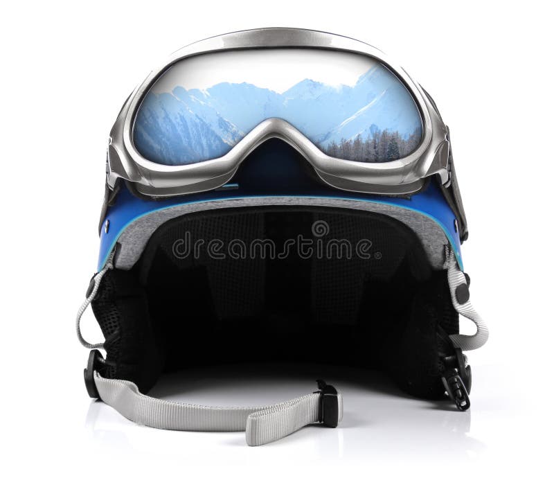 Capacete azul do snowboard com óculos de proteção fotos de stock Capacete azul do snowboard com óculos de proteção fotos de stock